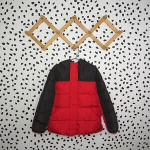 Wonder Nation Red and Black Boys Hooded Puffer Jacket